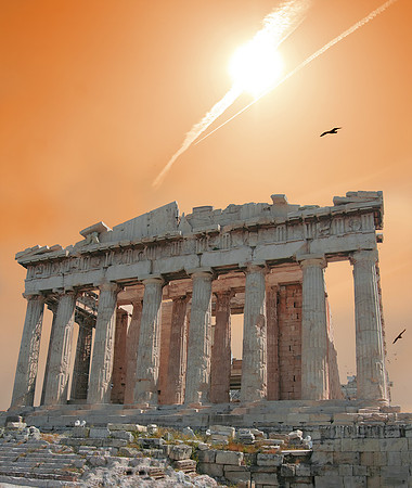 shooting star over the acropolis